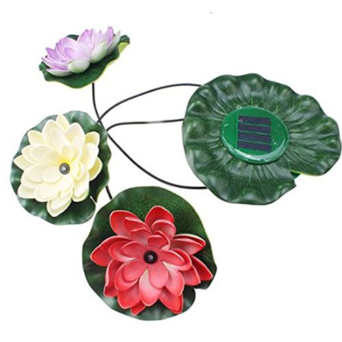WONFAST Waterproof Colorful Solar Floating LED Lotus Light Night L...