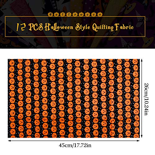12 Pcs Halloween Pumpkin Ghost Printed Fabric for Making Bags Craf...