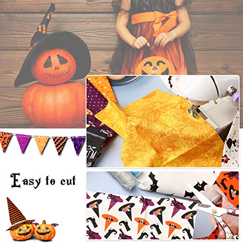 12 Pcs Halloween Pumpkin Ghost Printed Fabric for Making Bags Craf...
