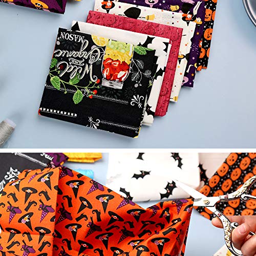 12 Pcs Halloween Pumpkin Ghost Printed Fabric for Making Bags Craf...