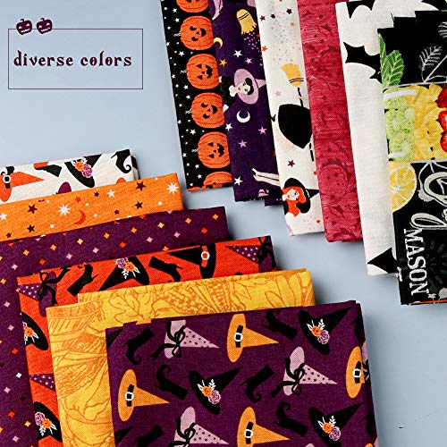 12 Pcs Halloween Pumpkin Ghost Printed Fabric for Making Bags Craf...
