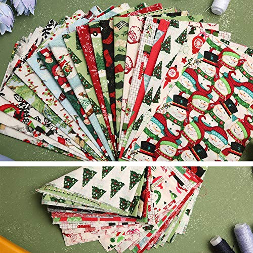 20 Pcs Cotton Fabric Christmas Fabric Bundles Sewing Square Fabric...