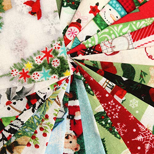 20 Pcs Cotton Fabric Christmas Fabric Bundles Sewing Square Fabric...