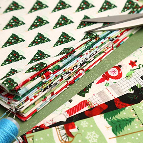 20 Pcs Cotton Fabric Christmas Fabric Bundles Sewing Square Fabric...
