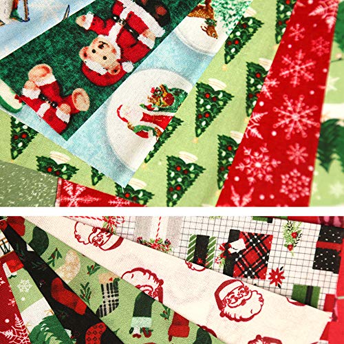 20 Pcs Cotton Fabric Christmas Fabric Bundles Sewing Square Fabric...