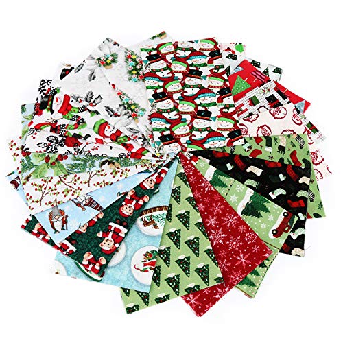 20 Pcs Cotton Fabric Christmas Fabric Bundles Sewing Square Fabric...