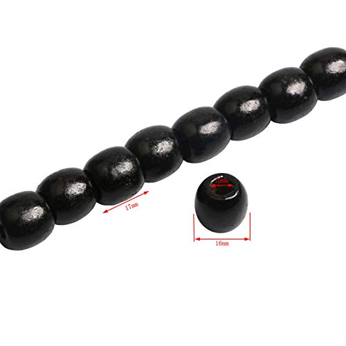 110 Black Wood Beads 10mm Large Hole Painted Maple Spacer Beads Ro...