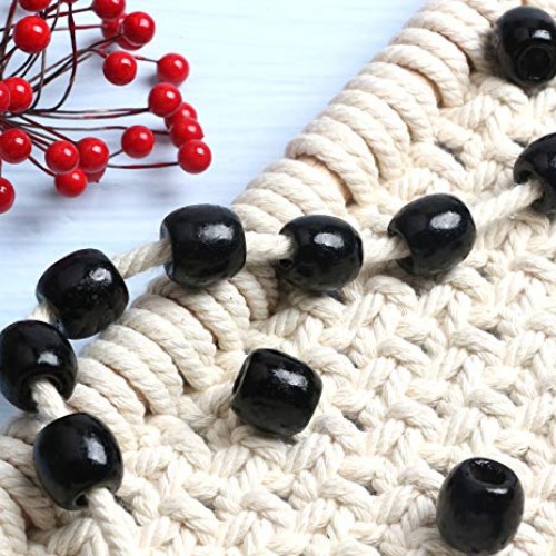 110 Black Wood Beads 10mm Large Hole Painted Maple Spacer Beads Ro...