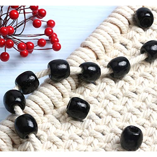 110 Black Wood Beads 10mm Large Hole Painted Maple Spacer Beads Ro...