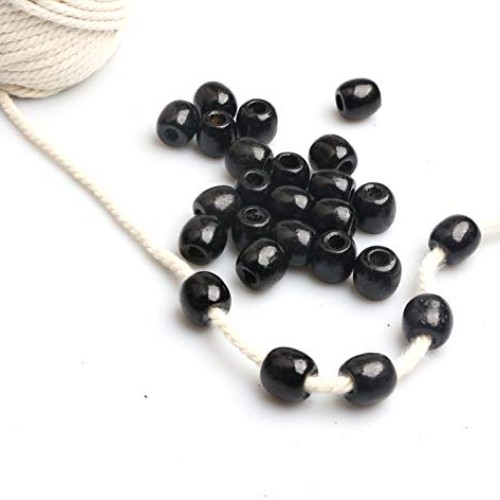 110 Black Wood Beads 10mm Large Hole Painted Maple Spacer Beads Ro...