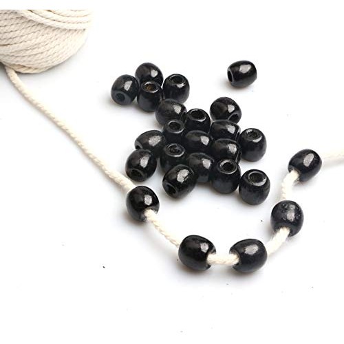110 Black Wood Beads 10mm Large Hole Painted Maple Spacer Beads Ro...
