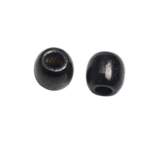 110 Black Wood Beads 10mm Large Hole Painted Maple Spacer Beads Ro...