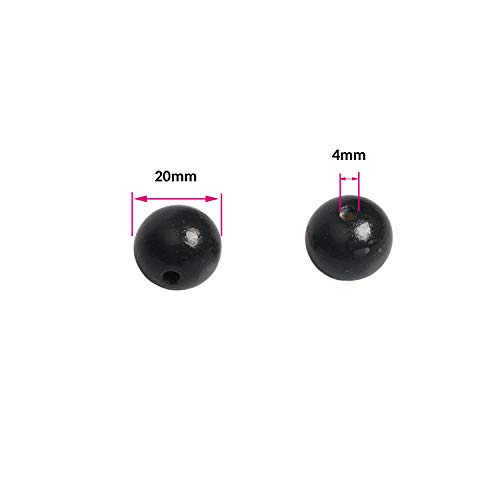 Black Wooden Beads 20mm Painted Smooth Loose Beads Spacer Beading ...