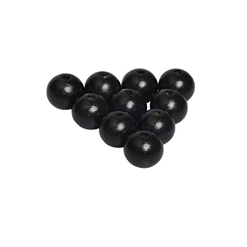 Black Wooden Beads 20mm Painted Smooth Loose Beads Spacer Beading ...