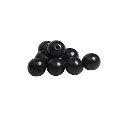 Black Wooden Beads 20mm Painted Smooth Loose Beads Spacer Beading ...