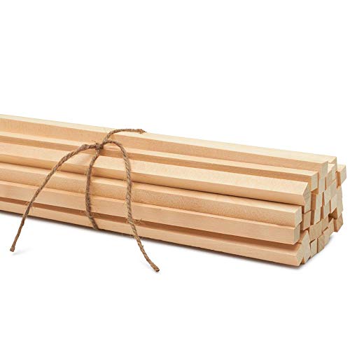 1/2 x 36 Inch Square Wooden Dowel Rods, Unfinished Hardwood Square...