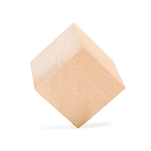 2 Inch Wooden Cubes, Bag of 12 Unfinished Hardwood Square Birch Bl...