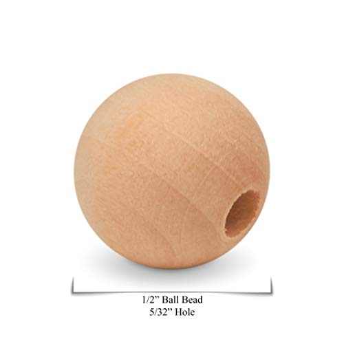 Wooden Beads 13mm 1/2 Inch x 5/32 Inch Hole Pack of 100 Unfini...