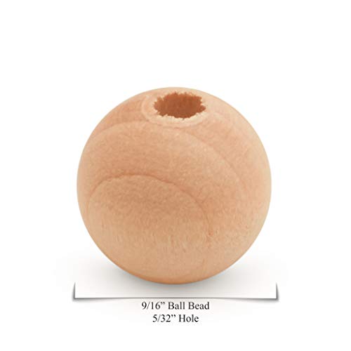 Wooden Beads 25mm 1 Inch with 3/16 Inch Hole Pack of 100 Unfinis...