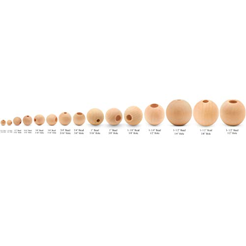 Wooden Beads 38mm 1-1/2 Inch x 1/2 Inch Hole Pack of 12 Unfini...