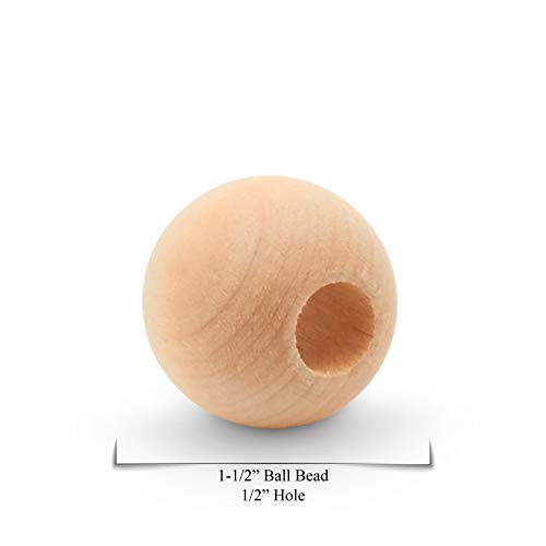 Wooden Beads 38mm 1-1/2 x 1/2 Inch Hole Pack of 25 Unfinished Wo...