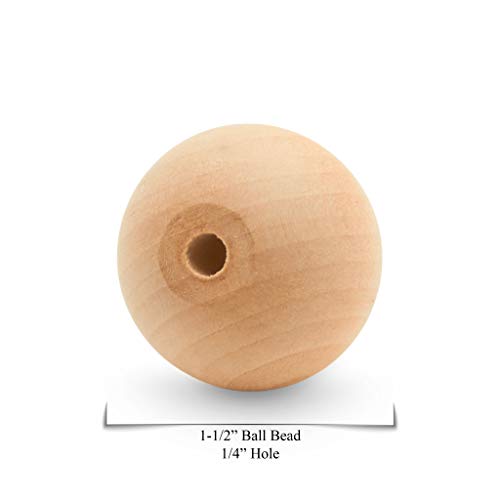 Wooden Beads 38mm 1-1/2 x 1/4 Inch Hole Pack of 25 Unfinished Wo...