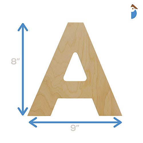 Wooden Letters - A - Unfinished 8 x 9 Inch Decorative Craft Monogr...
