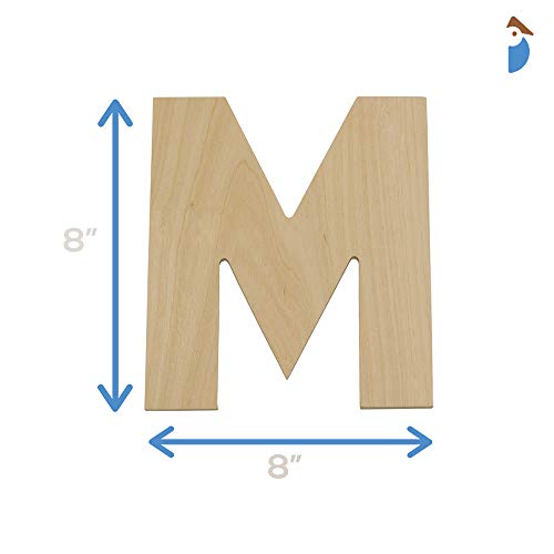 Wooden Letters - M - Unfinished 8 x 8Inch Decorative Craft Monogra...