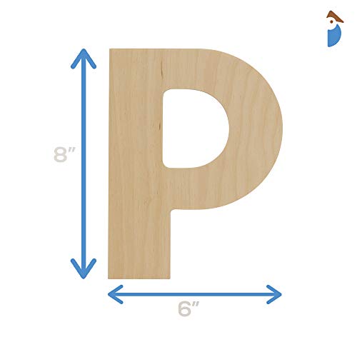 Wooden Letters - P - Unfinished 8 x 6 Inch Decorative Craft Monogr...