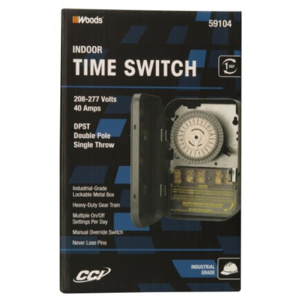Woods 59104WD Indoor 24-Hour Heavy Duty Mechanical Time Switch, 20...