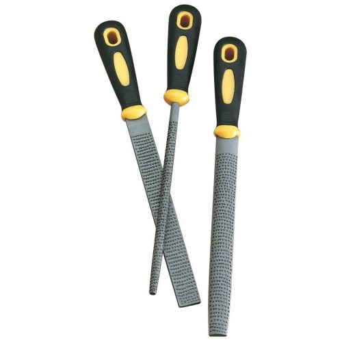 WOODSTOCK D3113 3-Piece Wood Rasp Set with Rubber Handles