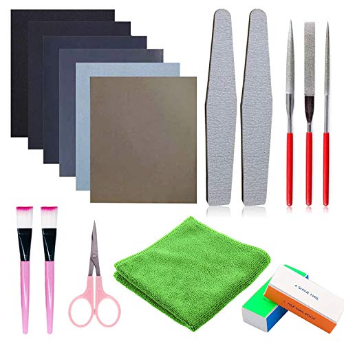 Woohome 17 PCS Resin Casting Tools Set, 3 Style File, Sand Papers,...