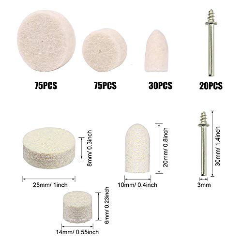 Woohome 200 PCS Polishing Bits Kit 3 Style Polishing Buffing Wheel...