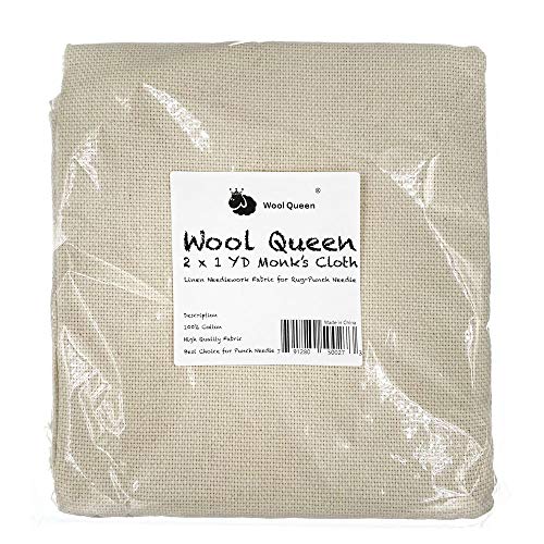 Wool Queen 2 Yard Length by 1Yard Width Monks Cloth, Linen Needle...