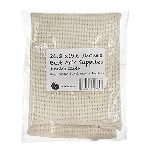 Wool Queen 26.3x19.6 Needlework Fabric, Monks Cloth for Rug-P...