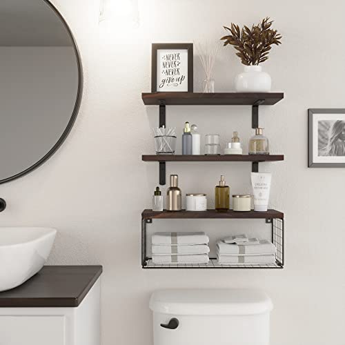 WOPITUES Bathroom Shelves Over Toilet, Floating Bathroom Shelves W...