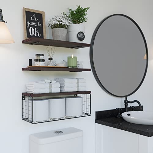 WOPITUES Bathroom Shelves Over Toilet, Floating Bathroom Shelves W...