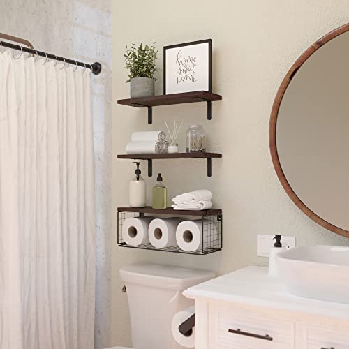 WOPITUES Bathroom Shelves Over Toilet, Floating Bathroom Shelves W...