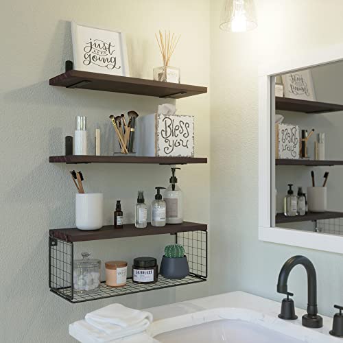 WOPITUES Bathroom Shelves Over Toilet, Floating Bathroom Shelves W...