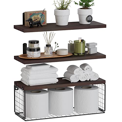 WOPITUES Bathroom Shelves Over Toilet, Floating Bathroom Shelves W...