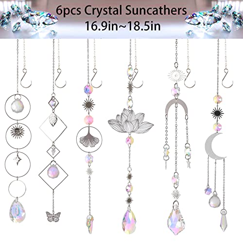Sun Catchers, 6 Pieces Colorful Crystal Suncatchers Decorative Han...