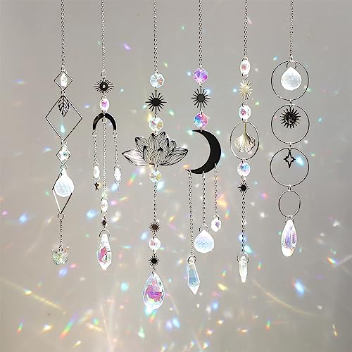 Sun Catchers, 6 Pieces Colorful Crystal Suncatchers Decorative Han...