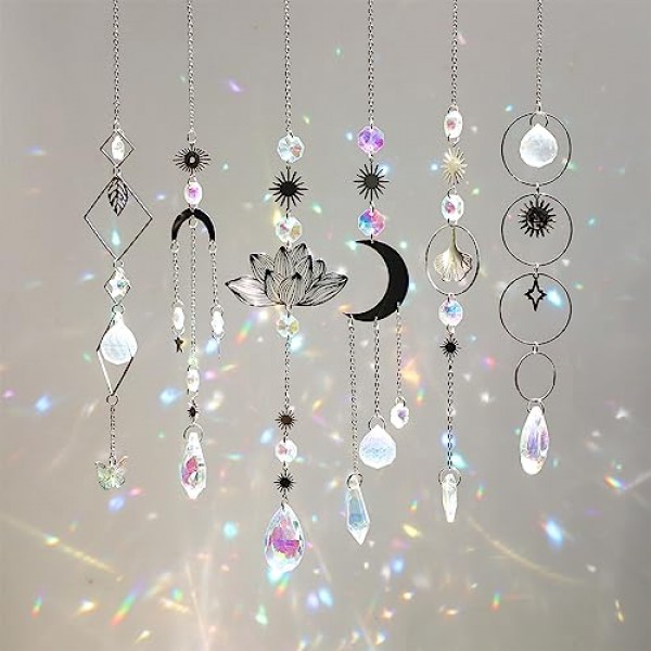 Sun Catchers, 6 Pieces Colorful Crystal Suncatchers Decorative Han...
