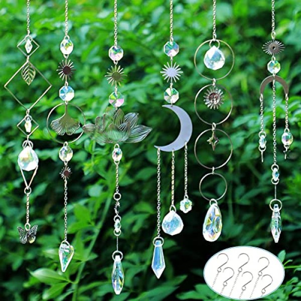 Sun Catchers, 6 Pieces Colorful Crystal Suncatchers Decorative Han...