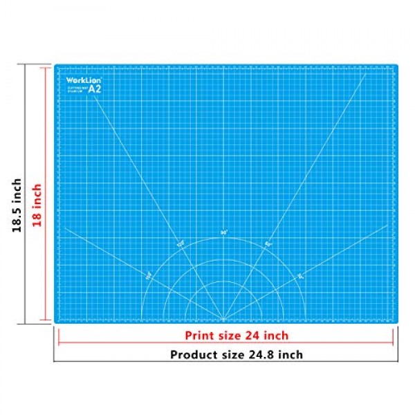 WORKLION 24 x 36 Large Self Healing PVC Cutting Mat, Double Sided, Gridded Rotary Cutting Board for Craft, Fabric, Quilting, Sewing, Scrapbooking 