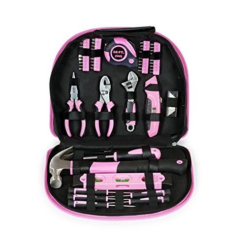 WORKPRO 103-Piece Pink Tool Kit - Ladies Hand Tool Set with Easy C...