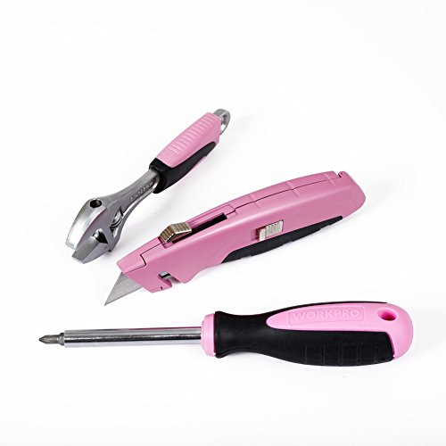 WORKPRO 103-Piece Pink Tool Kit - Ladies Hand Tool Set with Easy C...