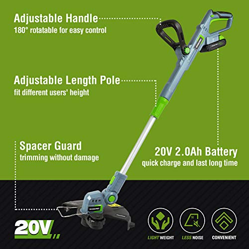 WORKPRO 20V Cordless String Trimmer/Edger, 12-inch, with 2Ah Lithi...