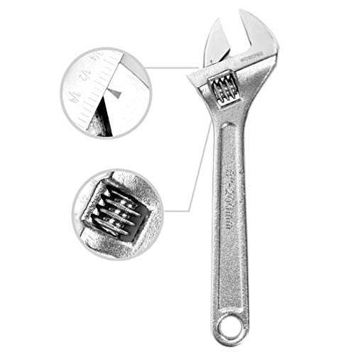 WORKPRO 4-piece Adjustable Wrench Set, Forged, Heat Treated, Chrom...
