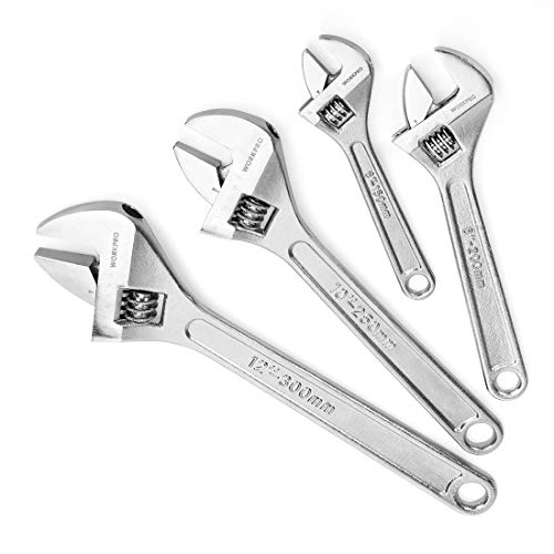 WORKPRO 4-piece Adjustable Wrench Set, Forged, Heat Treated, Chrom...